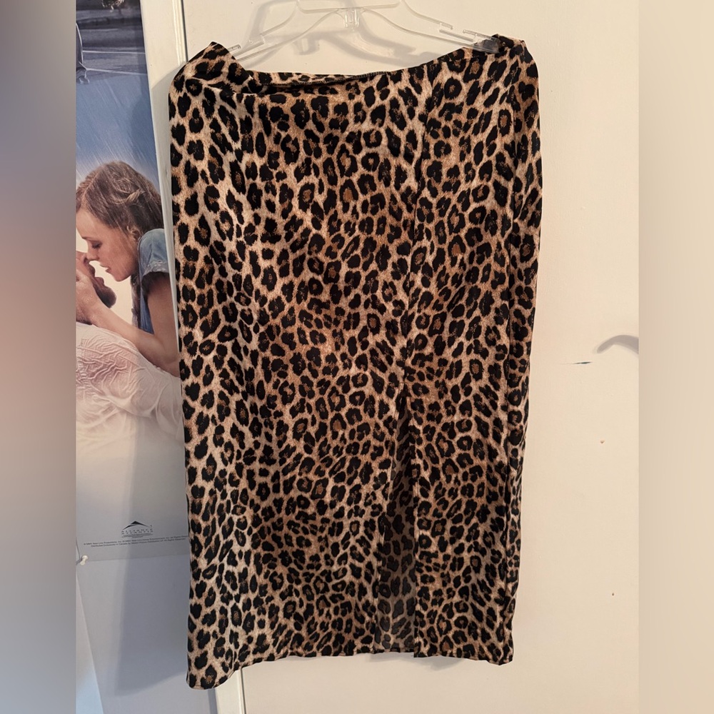 Leopard Print Midi Skirt - Brown